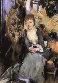 John Singer Sargent : Miss Reubell Seated in Front of a Screen